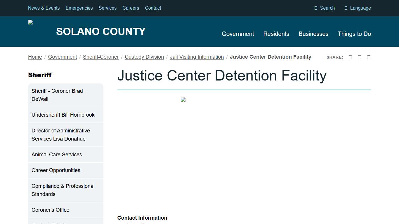 Justice Center Detention Facility Solano County, California